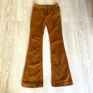 FREE PEOPLE Mid Rise Corduroy Flare Pants Rust Brown Size 24